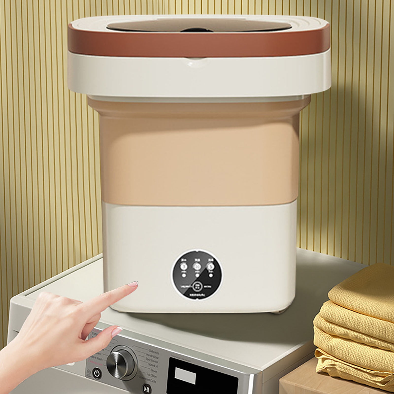 Anckoeil Folding Small Washing Machine Underwear Washing Machine Portable Can Dehydration Dormitory Students Travel Home