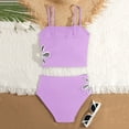 thumbnail image 6 of Ticikt Girls Two-Piece Tankini Swimsuit, 7-14Y Kids Floral Cutout Swimwear Bathing Suit for Beach Pool,Purple, 6 of 6