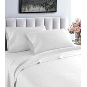 1000 Thread Count Fresh Home Collection 100% Egyptian Cotton Deep Pocket Dobby Striped Sheet Set (Twin, White)