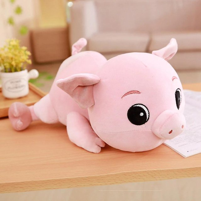 Bonito juguete de peluche de cerdito, Animal de dibujos animados de peluche suave, ojos grandes, cerdo, muñeca, bebé, acompaña a la siesta, almohada para niños Ch ZefeiWu 9024735246428