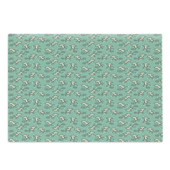 Monkeys Cutting Board, Funny Creatures with Curling Tails on a Background of Polka Dots, Decorative Tempered Glass Cutting and Serving Board, in 3 Sizes, by Ambesonne