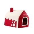 thumbnail image 4 of Cama-cama Snow House para gatos de interior. Diseño divertido y festivo, antideslizante, cálida en invierno, y acogedora. Lavable. Tienda-cueva, 4 of 8