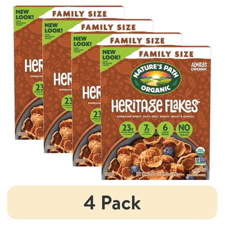 (4 pack) Nature's Path Organic Breakfast Cereal, Heritage Flakes®, 33.5oz Box