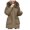 Coffee, variant on Homenesgenics Thicken Puffer Coat Winter Coats for Women Plus Size Women's Fall and Winter Long Sleeved Warm Cotton Jacket Bread