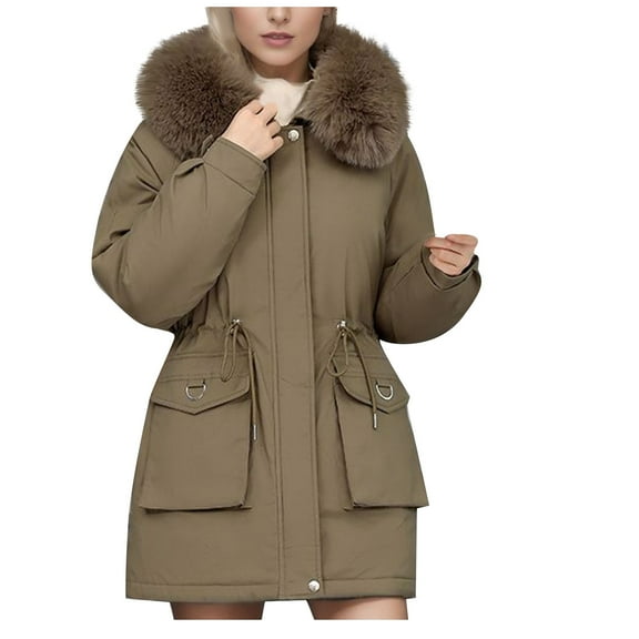 yievot Women's Winter Coats Fleece Parkas Anoraks Hooded Jacket Outerwear