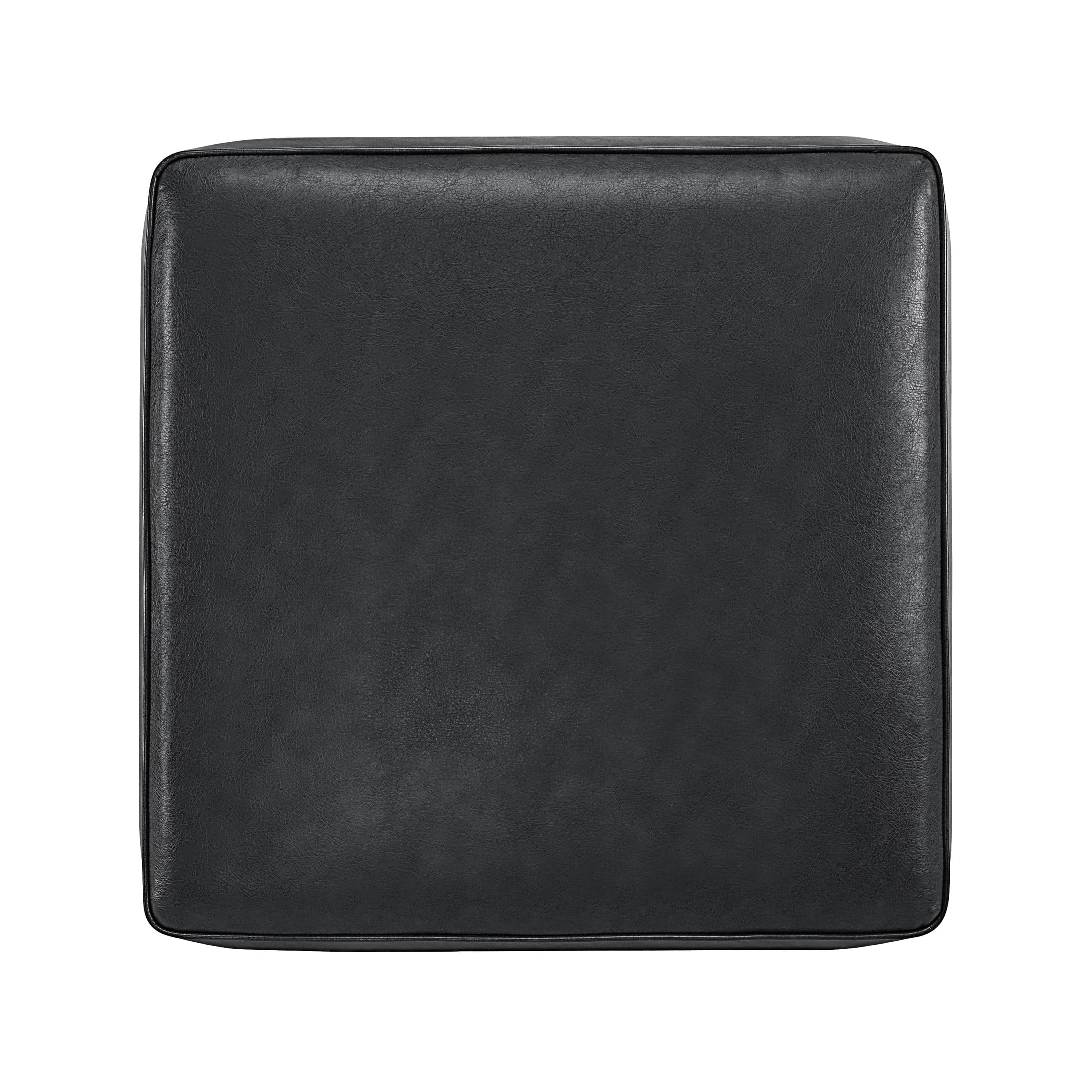 Christopher Knight Home Modern PU Leather Square Ottoman, Versatile Footrest & Side Table, Black