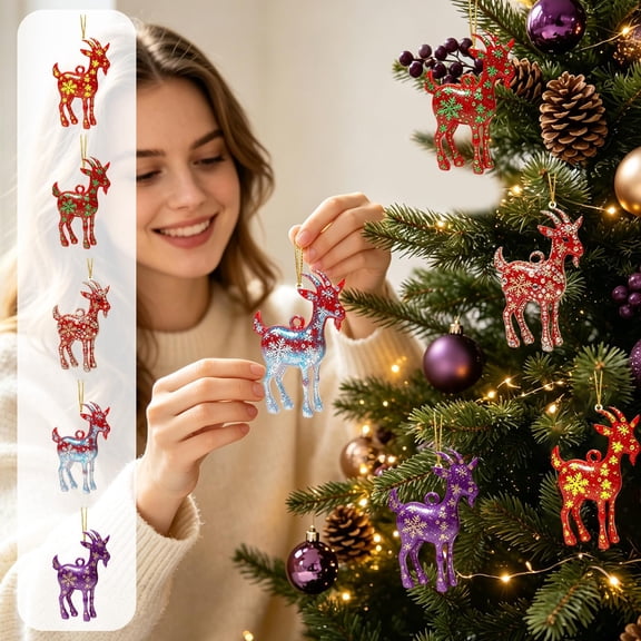 Qwtwty Christmas Decorations Hanging Ornaments, Shatterproof Acrylic Exquisite Sheep Decorative Hanging Pendants for Xmas Indoor Party Decor