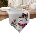 thumbnail image 4 of Table Runner Dresser Scarves Christmas Snowman with Bird Cotton Linen Burlap Table Cover Xmas Tree Winter Snowflake Table Runners for Family Kitchen Dining Holiday Party Banquet Decor, 4 of 5