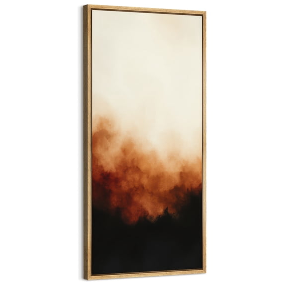 Large Framed Canvas Art for Living Room Wall Decor, Watercolor Brown Black Abstract Canvas Print for Bedroom Decoration - 60"x30" Natural Framed