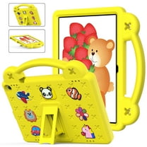 ELEHOLD Kids Case for Onn 10.1" Tablet Gen 3 (2022 Model 100071485), EVA Foam Cute Cartoon Case with Built-in Kickstand Shockproof Portable Case for Walmart Onn 10.1 inch 3rd Gen,Yellow