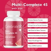 Celebrate Vitamins Multi-Complete 45 Bariatric Multivitamin with Iron Chewables, 45 mg of Iron, Watermelon, 60 count