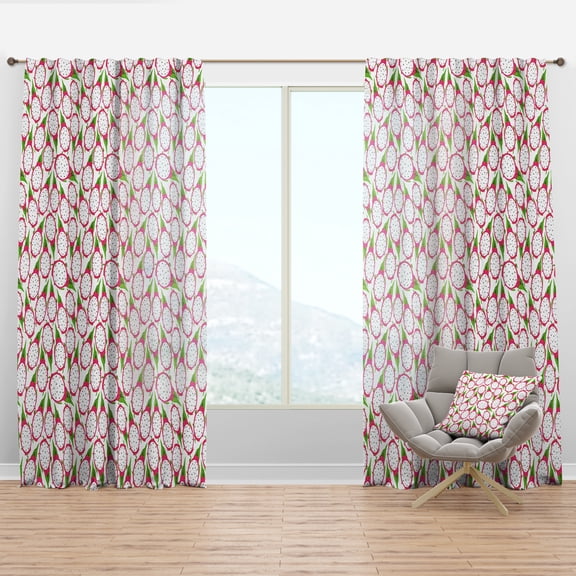 Designart 'Tropical Dragon Fruit Pattern I' Tropical Curtain Panel