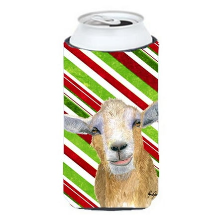 

Candy Cane Goat Christmas Tall Boy bottle sleeve Hugger 22 to 24 oz.