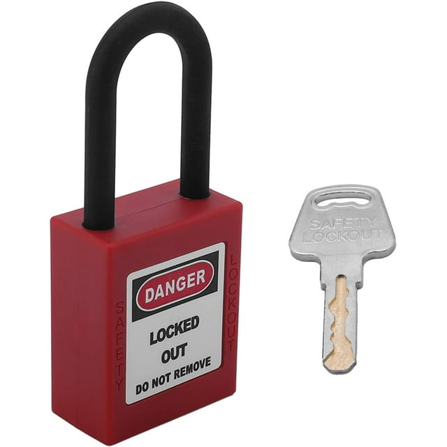 Wekity 1PCS Lockout Tagout Locks Safety Padlock Loto Locks Keyed Alike PA Lock Out Tag Out Steel Shackle Small Luggage Padlocks Red-0621