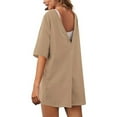 thumbnail image 5 of BUIgtTklOP Women's Oversized Casual Rompers Summer Outfits Workout Hot Short Tee Rompers V Neck Loose Short Sleeve Jumpsuit With Pocket, 5 of 6