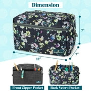 PAVILIA Yarn Bag Knitting Crochet Bag Organizer, Yarn Bags For Crocheting On The Go, Yarn Storage Project Bag for Crochet Knitting Accessories, Gifts For Crocheter Knitter, Grey Floral