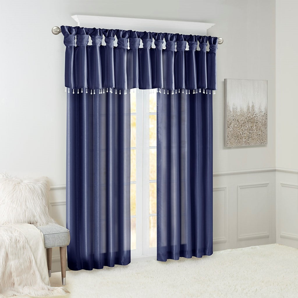 Twist Tab Lined Window Curtain Panel Navy 50"x84"