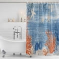 thumbnail image 2 of Shower Curtain Bathroom Set Retro Corals Sea Stars Shells Waterproof Fabric Shower Curtains with Grommets&Hooks, Summer Oceans Navy Blue Privacy Bath Curtain for Bathtub 72x72in, 2 of 9