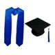 thumbnail image 1 of Artículos para fiestas de ceremonia de graduación con birrete y borla, regalo para birrete académico. Estola azul, 1 of 9