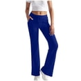 thumbnail image 2 of Frostluinai Yoga Bootcut Pants for Women High Waist Stretchy Slit Flare Pants Solid Slim Fit Workout Sport Bell Bottom Pants with Pocket, 2 of 9