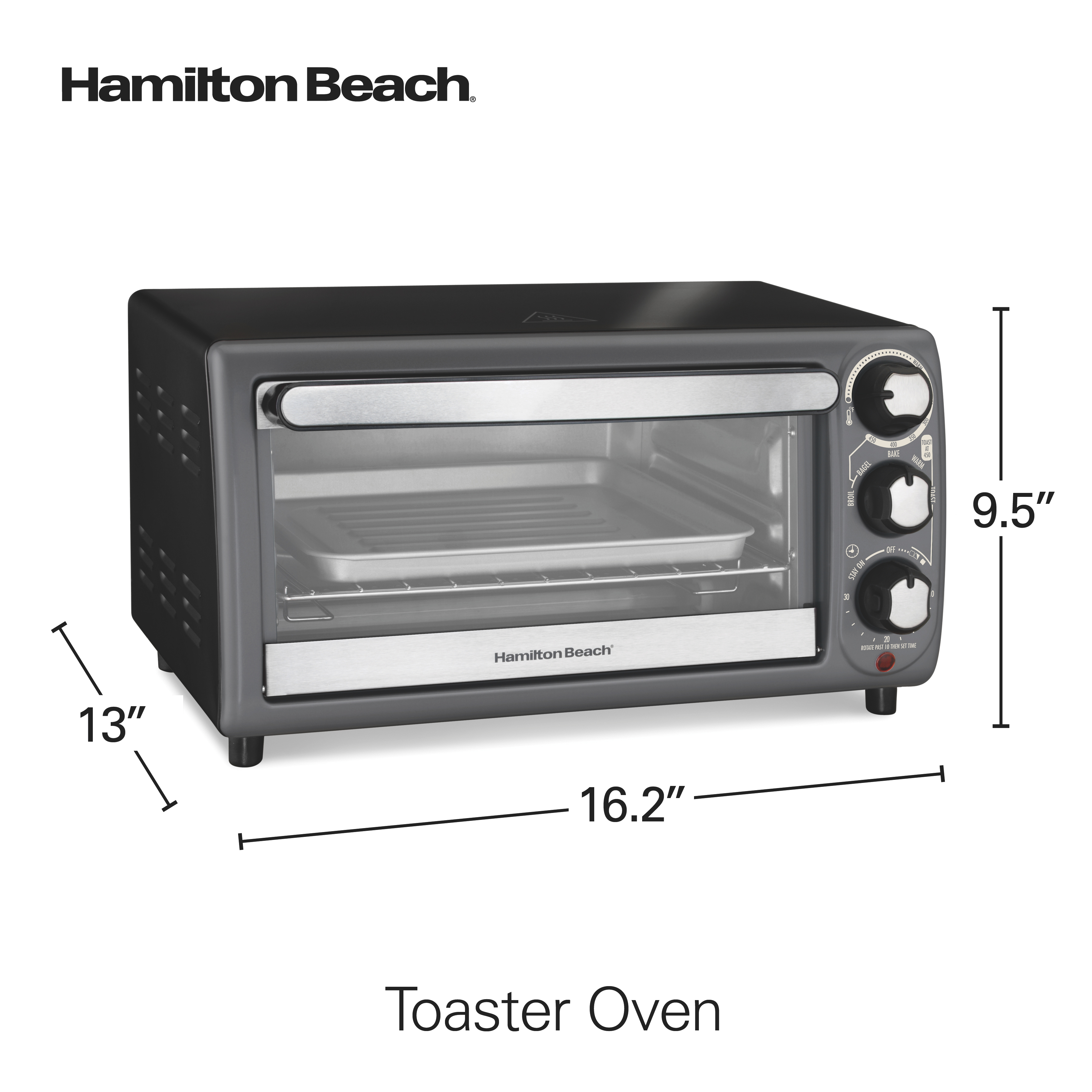 Hamilton Beach Toaster Oven, Black with Gray Accents, 31148 - image 4 of 8