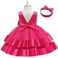 thumbnail image 6 of abtuhar Flower Girl Dress,Toddler Dress,Flower Baby Girl Lace Dress Toddler Tulle Sleeveless Bow Princess Party Wedding Pageant Bridesmaid Hot Pink 5-6 Years, 6 of 6