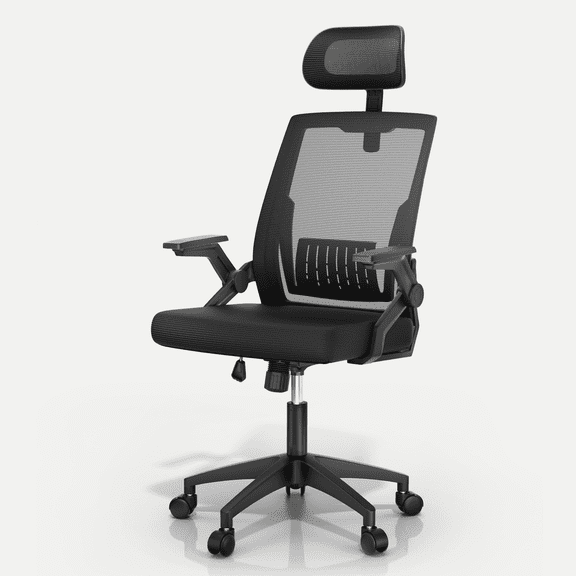 Monibloom Ergonomic Office Chair with Headrest, Flip-Up Adjustable Armrest, 135° Reclining Tilt Lock, Thick Cushion Mesh Back, Home Desk Chair