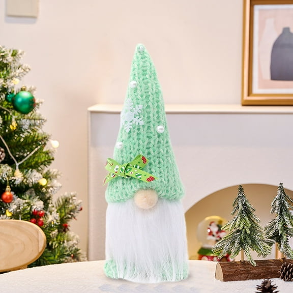 HKEJIAOI 9.44In Knitted Hat Rudolf Reindeer Doll Faceless Plush Ornament for Christmas Tree Decoration Window Display Gift