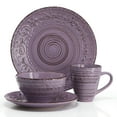 thumbnail image 2 of Elama Malibu Mica 16-Piece Stoneware Dinnerware Set in Purple, 2 of 9