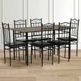 thumbnail image 4 of Highsound Dinning Table Set, Wood and Metal Frame Dinning kitchen Table Set with 6 Chairs, 4 of 10