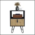 thumbnail image 6 of Nightstand 24"H , Sleek Design with Hairpin Legs and One Drawer, Black / Macadamia, 6 of 7
