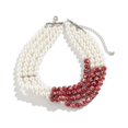 thumbnail image 6 of NICKSUN Women Halloween Multi‑Layer Choker Necklace, White Imitation Pearl & Red Speckled Beaded Collar Choker, Gothic Cosplay Statement Neck Jewelry for Halloween Party Costume, 6 of 8