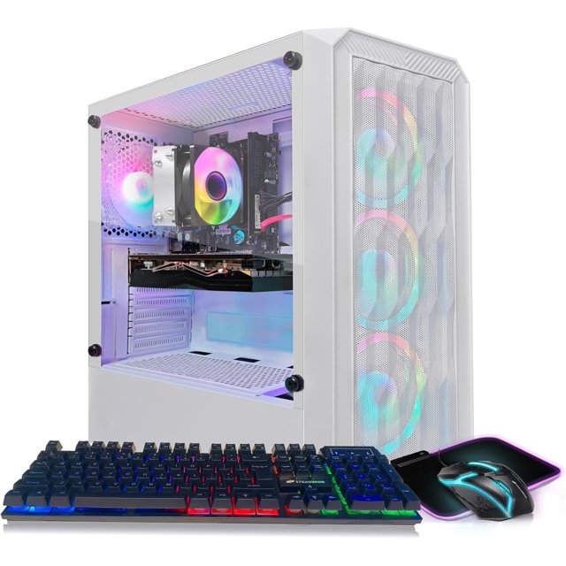 STGAubron Gaming Desktop PC, Radeon RX 580 8G GDDR5, AMD Athlon 3000G 3.5G,16G RAM, 512G SSD, 600M WiFi, BT 5.0, RGB Fan x 4, RGB Keyboard & Mouse & Mouse Pad, W11H64