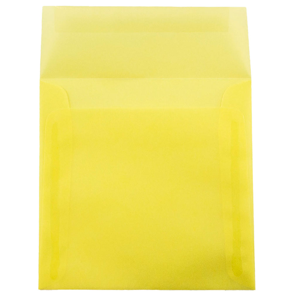 JAM Paper 6.5 x 6.5 Translucent Envelopes, Primary Yellow, 1000/Carton