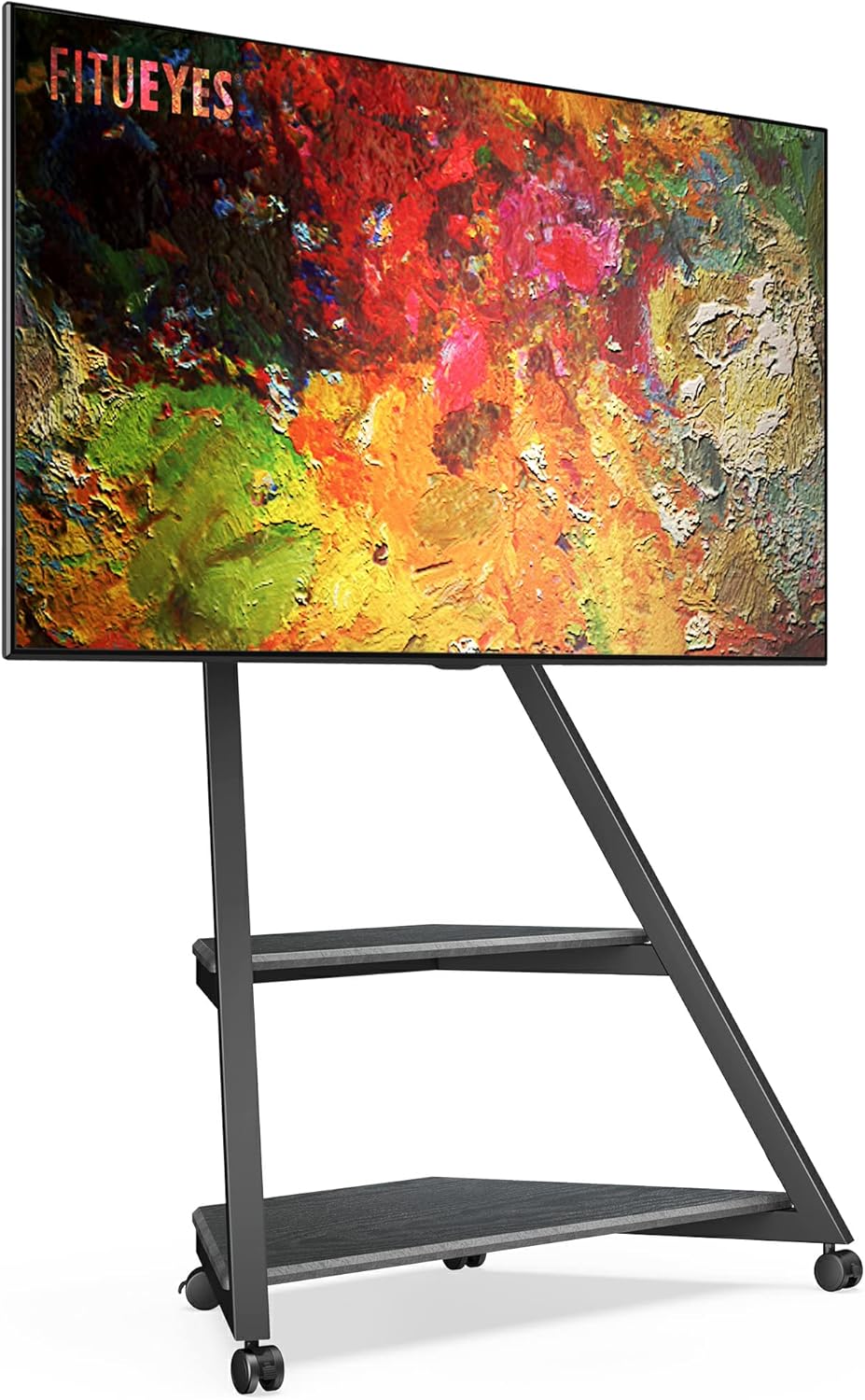 FITUEYES Eiffel Series Rolling Corner TV Stand for 43–75 Inch TVs, Black