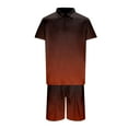 thumbnail image 3 of MNCEKFOD Two Piece Sets for Men Gradient Collared Shirt Zipper Top with Comfy Elastic Waist Shorts Casual Tracksuit Set Coffee L, 3 of 5