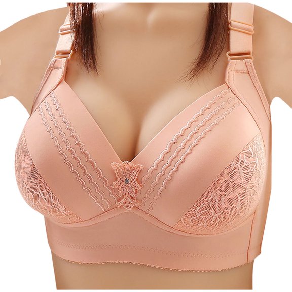 Wdfiry Plus Size Bras for Womens, Women Fashion Lace Bra Wire Free Underwear One-Piece Bra Everyday Underwear
