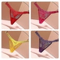thumbnail image 2 of Women G-String Thongs T-back Floral Lace Bikini Panties Low Waist Thongs Breathable Cheeky Underwear Panties Lingerie Purple, 2 of 5