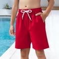 thumbnail image 6 of Scyoekwg Boys Shorts Baggy Pants Summer Fashion Solid Color Comfy Elastic Waistband Drawstring Swimming Trunks Beach Shorts Casual Red 8-9 Years, 6 of 6