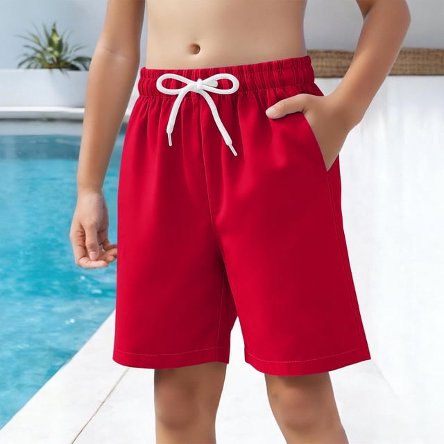 Odeerbi Pantalones Cortos de Playa Secos Rápidos Para Niños de 4 A 15 Años Con Bolsillos