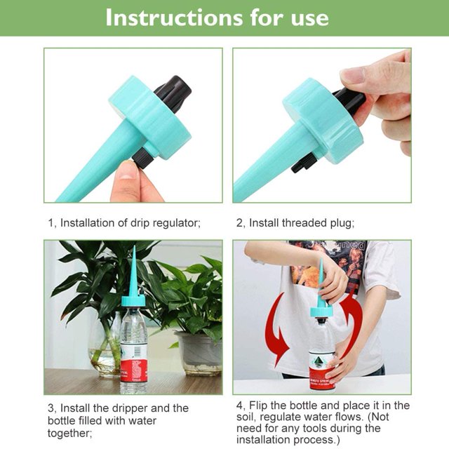 Paquete de 6 sistemas de riego automático para plantas en maceta, riego de flores, sistema de riego ajustable para flores o verduras