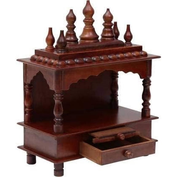 Kamdhenu art and craft Wood Home Temple (15 x 8 x 18 inch, Brown )