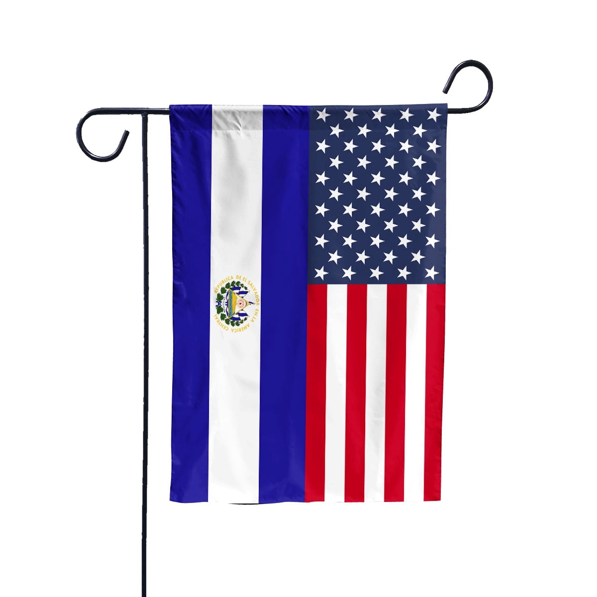 American El Salvador Flag El Salvadorian Friendship U.S.A Memorial Day Patriotic For House Flag, Double-Sided Decorative Outdoor Flag, Polyester Yard Flag 29.5 x 39.5 in