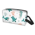 thumbnail image 2 of Goofa Turtles And Seahorses Printed Toiletry Bag with Handle,Large Capacity Travel Makeup Cosmetic Bag for Women, Carry on Airport Airline Compliant Bag, 2 of 9