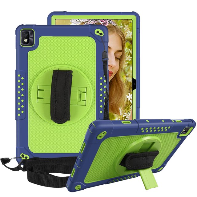 Mignova pour Nokia T20 Étui pour Tablette, Étui de Protection Hybride Robuste Antichoc pour Enfants pour Nokia T20/TCL Tab Pro 5G (Modèle : 9198S)/VASTKING KingPad M10 Tablette 10.36 Pouces (Marine/vert)