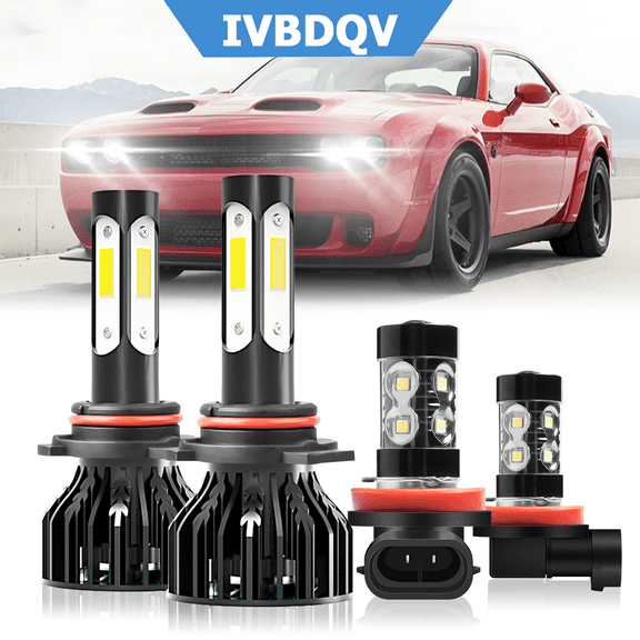 For 2015 2016 2017 2018 2019 2020 Dodge Challenger White 9012 LED Headlight H11 Fog Light Bulbs 4pcs