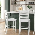 thumbnail image 3 of Merrick Lane Set of Two Classic Wooden Ladderback Counter Height Barstools with Solid Wood Seats in Antique White Wash, 3 of 12