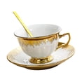thumbnail image 3 of Taza de café de cerámica con platillo y cuchara, taza de café expreso, taza de Latte Vintage de 7 para fiesta, café , bebidas, restaurante Blanco perfecl taza de café platillo, 3 of 8