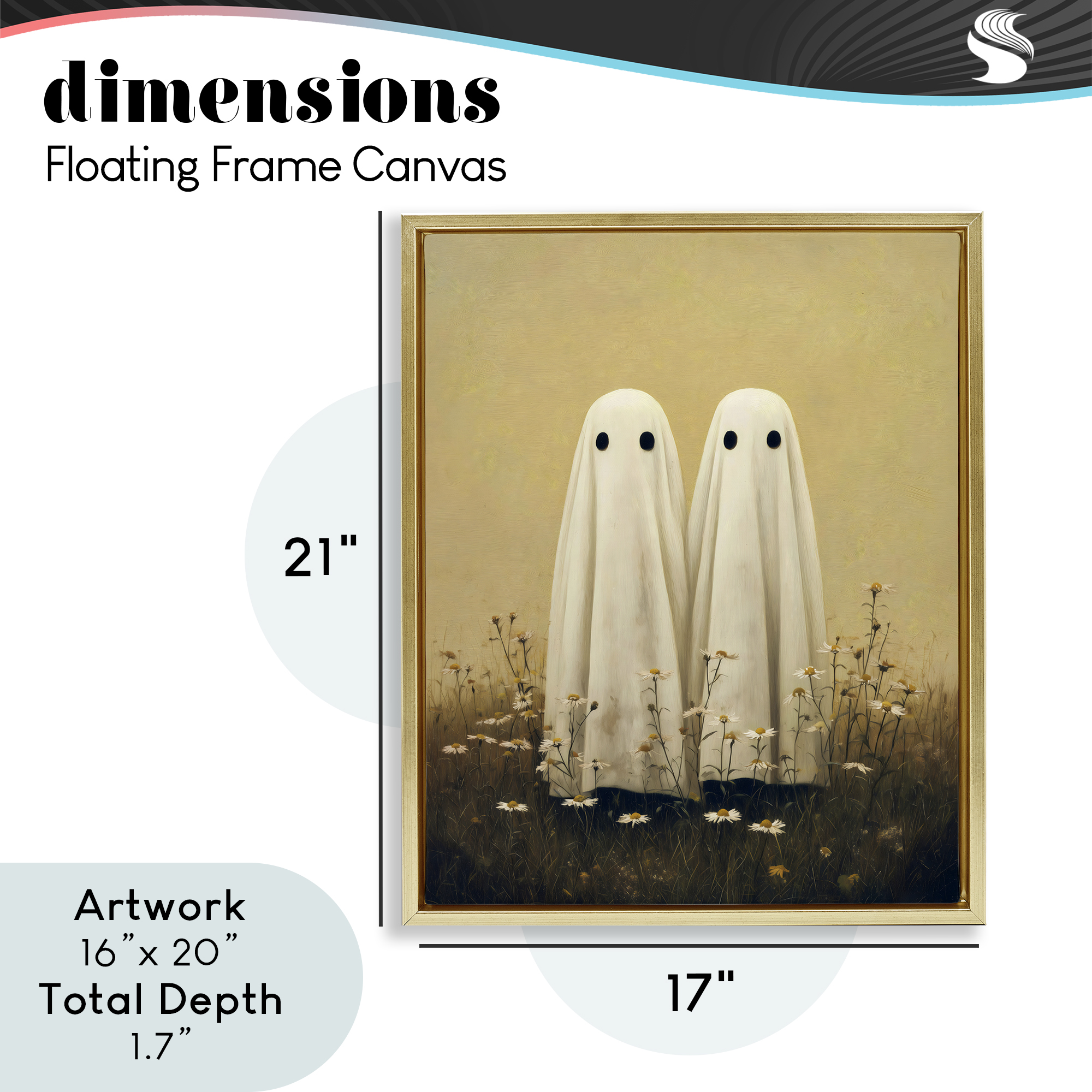 Daisy Ghost Couple Gold Framed Floater Canvas Wall Art, design by Arlington Prints