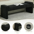 thumbnail image 5 of 58.7" Linen End of Bed Bench Upholstered Modern Bedroom Bench for Living Room & Entryway,Footrest Ottoman Accent Window Bench with Solid Wood Frame & Curved Arm, Black, 5 of 10